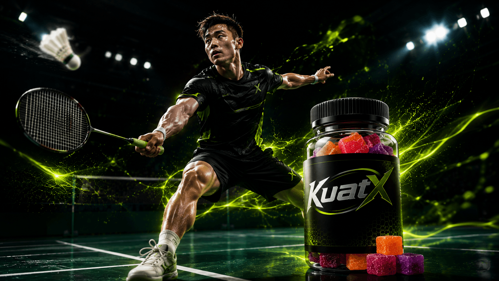 Badminton player powered by KuatX